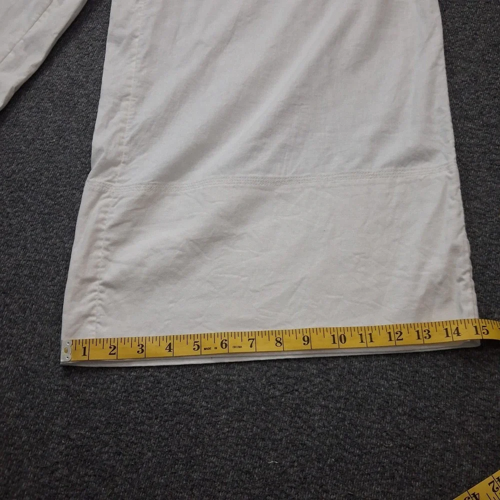 Banana Republic White Linen Blend High Rise Extra Wide Leg Pants Womens Medium